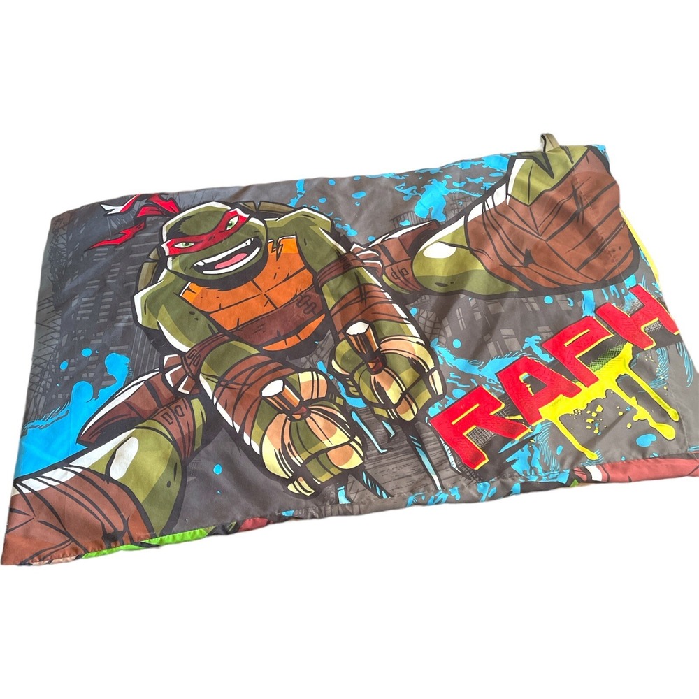 VINTAGE NICKELODEON Colorful NINJA TURTLE "Raph" "Leo" BED PILLOW CASE - Picture 3 of 6